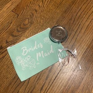 Mint Bridesmaid Pouch, Mirror, and Bracelet Set Gift